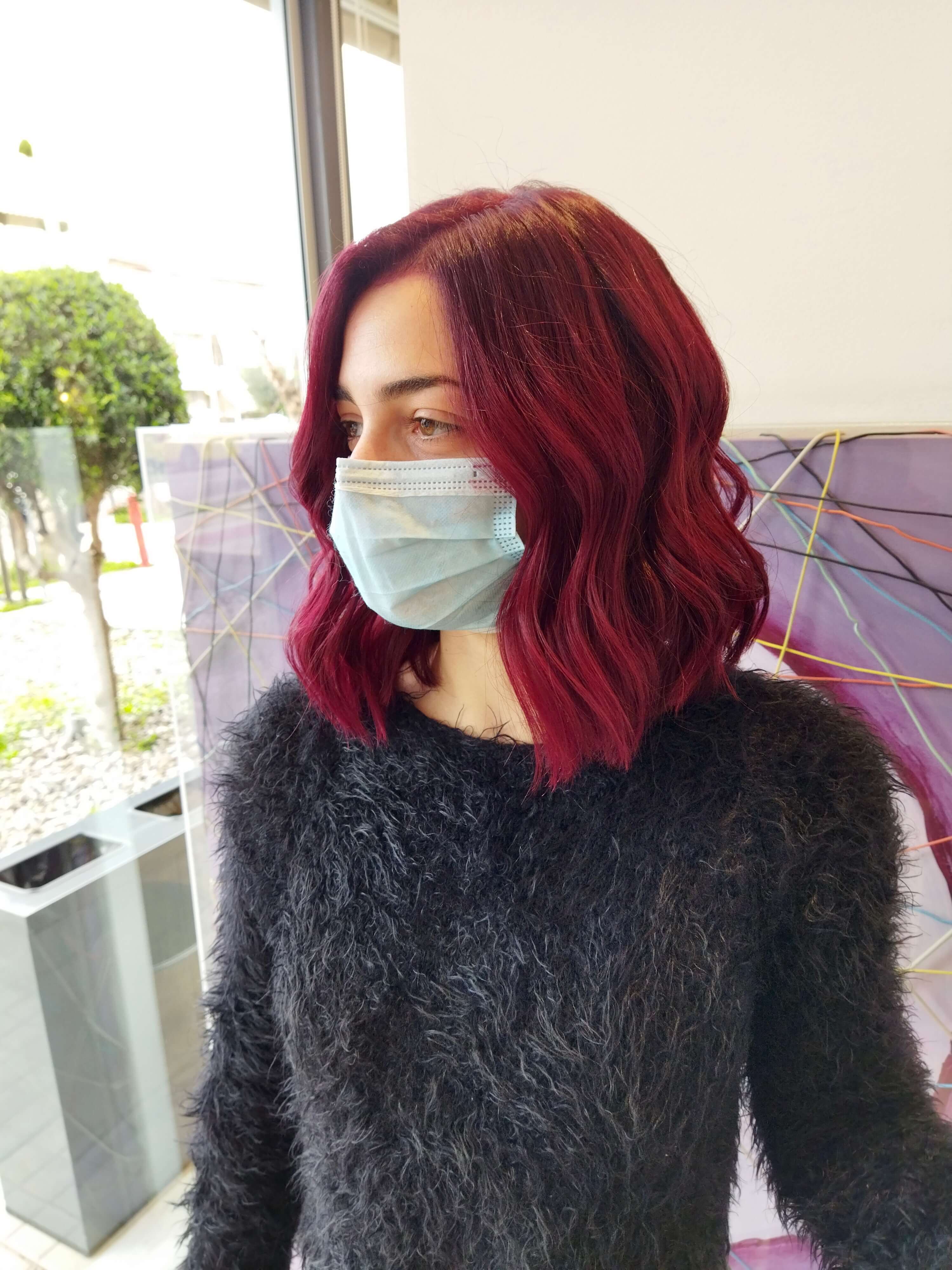 red hair color kokkina mallia long bob haircut color experts kommotirio hair salon vafi malliwn