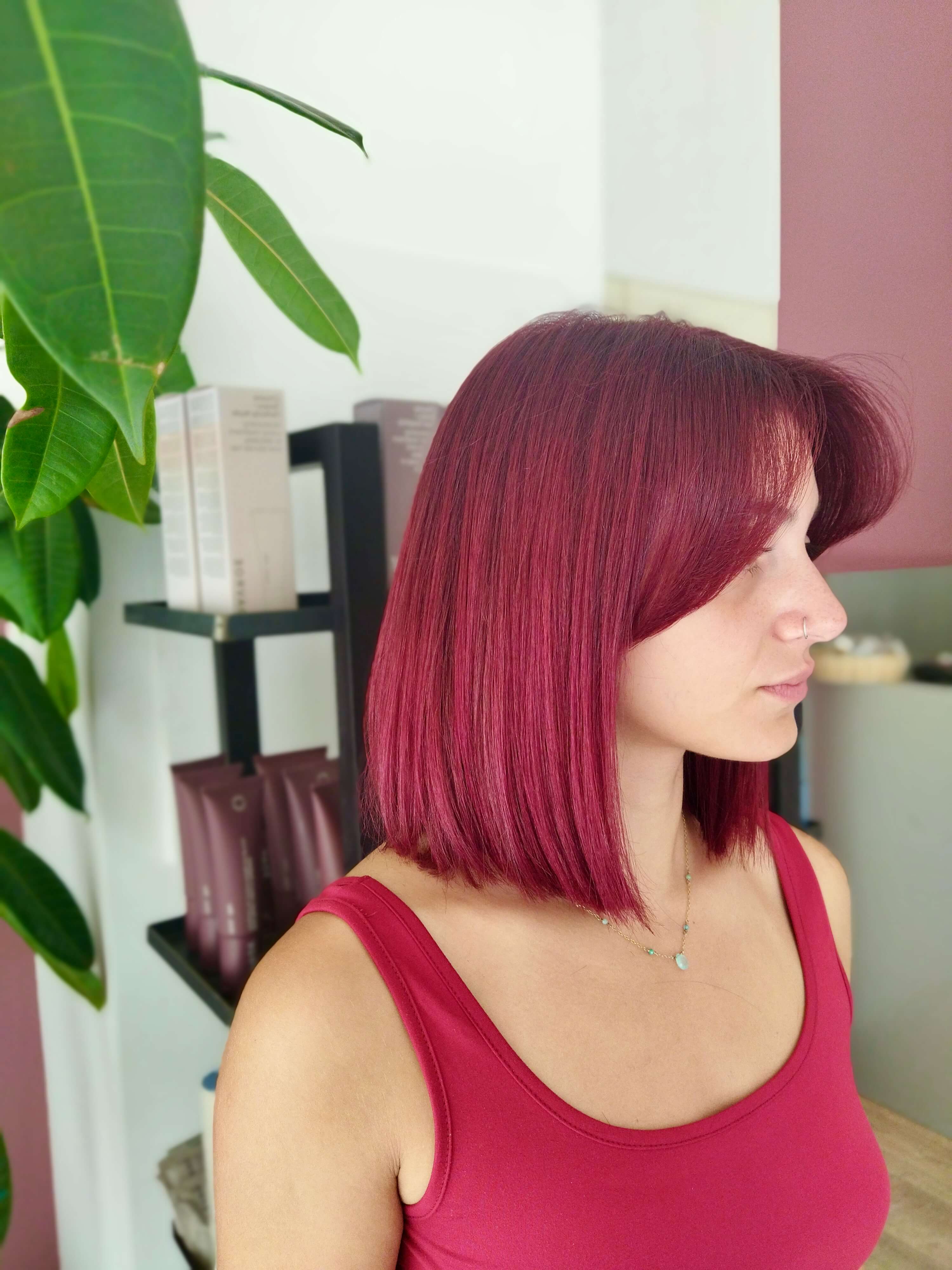red hair color kokkina mallia  long bob haircut color experts kommotirio hair salon vafi malliwn